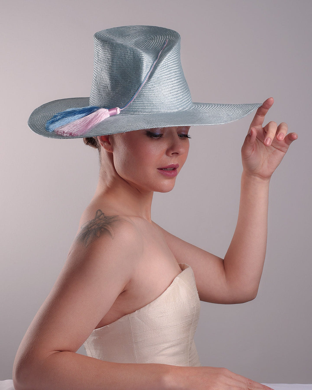 Pink and Blue Fascinators (Ice Blue to Navy, Seven Hand-Made Pieces)