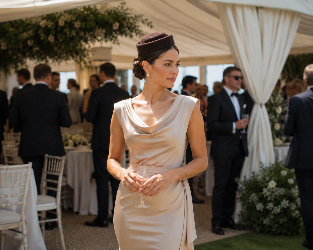 What Colour Fascinator with a Champagne Dress? (Champagne, Oyster and Nude)