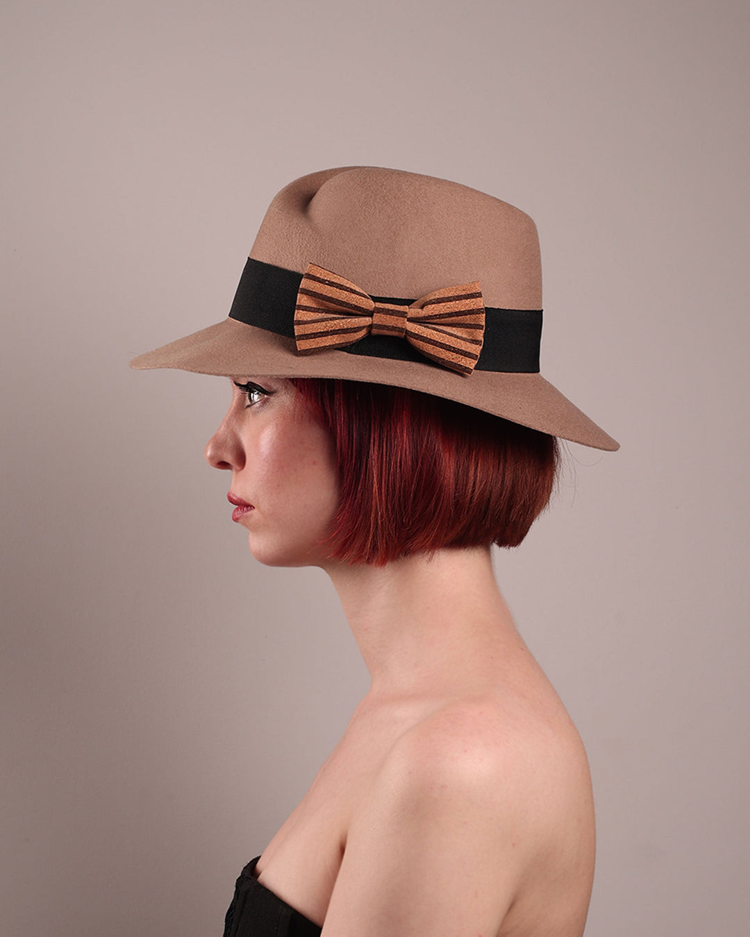 Celine Light Camel Fedora Hat | Elegant Felt Hat for Women  display picture 1