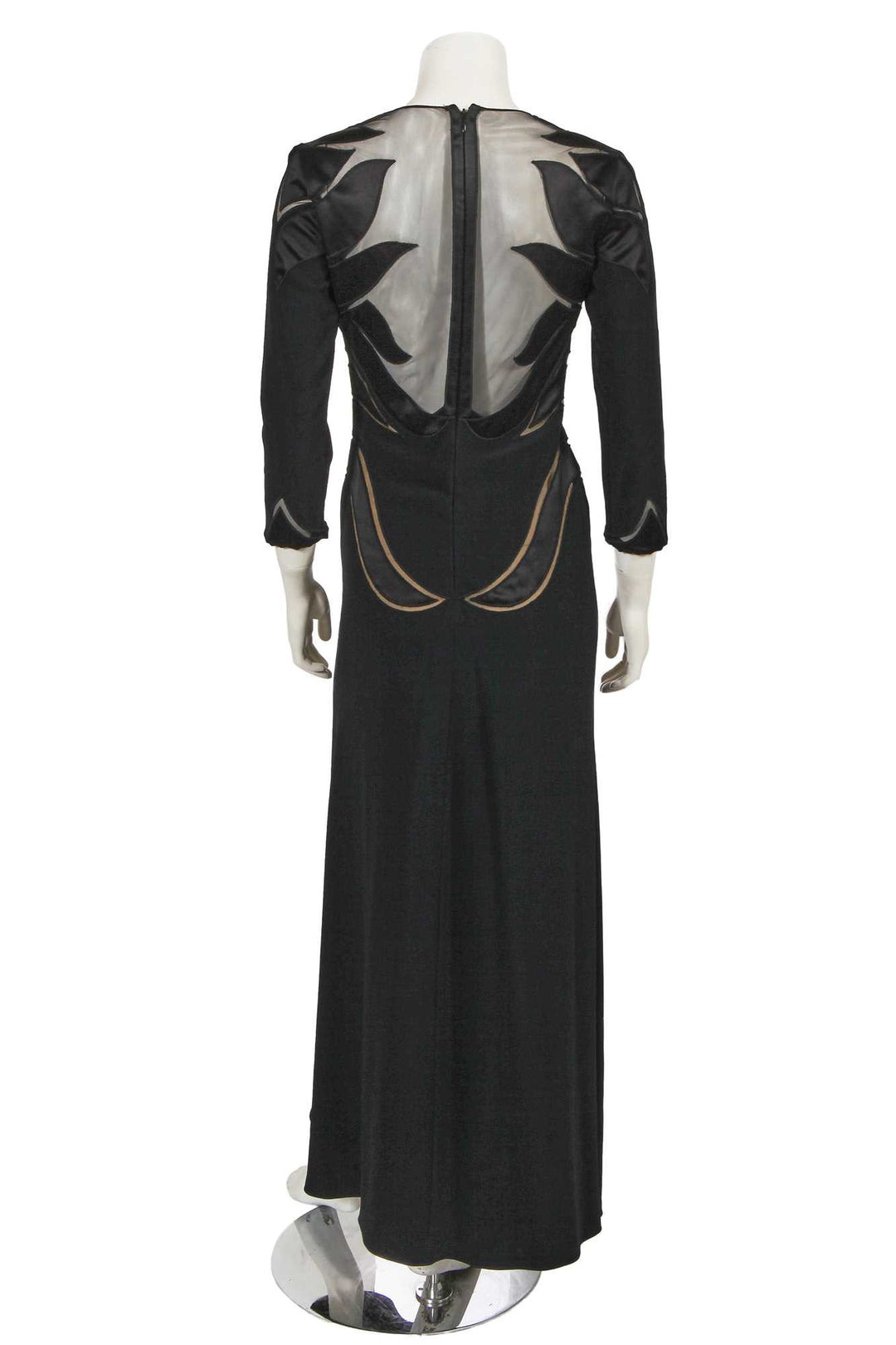 Alexander McQueen Black Sheer Long Sleeve Sweet Heart Dress Gown 2007