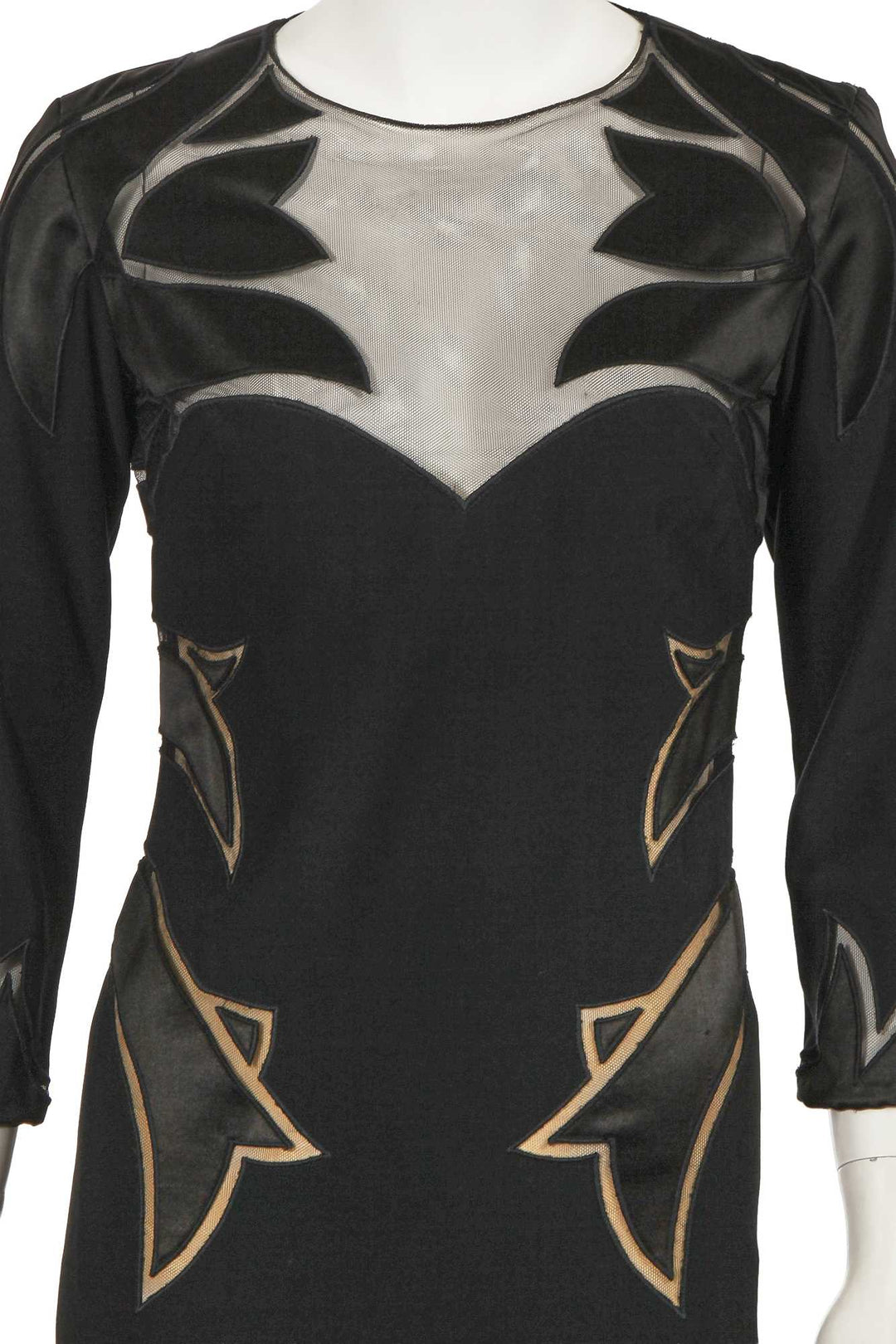 Alexander McQueen Black Sheer Long Sleeve Sweet Heart Dress Gown 2007