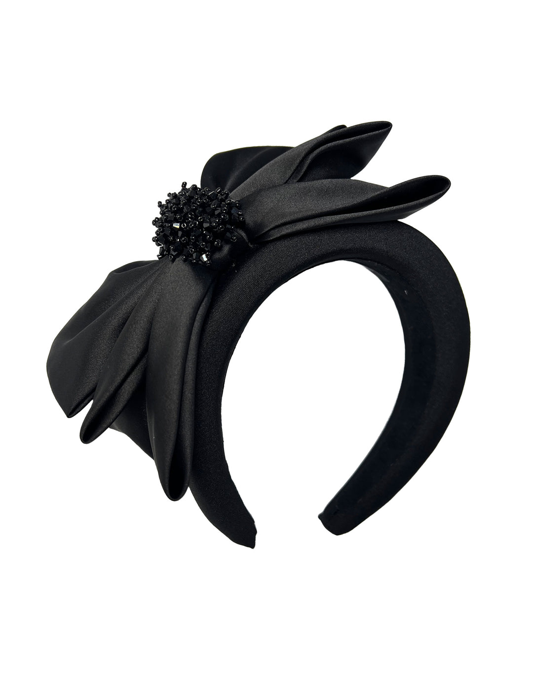 Still life picture of black headband withblack detail  